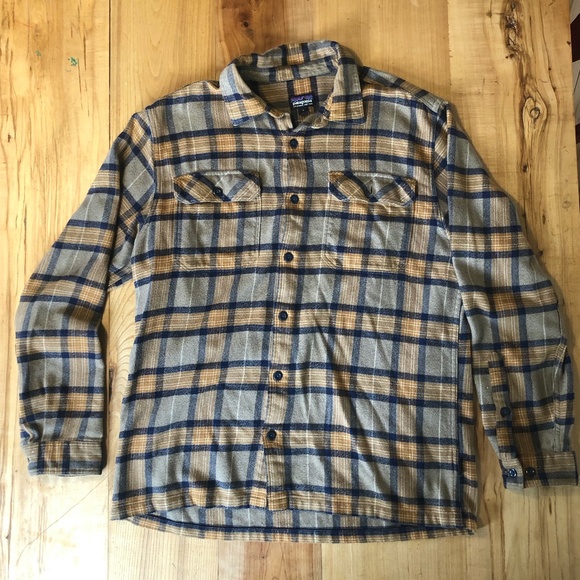 Patagonia Other - Patagonia Blue and Tan Plaid Casual Button Down Shirt